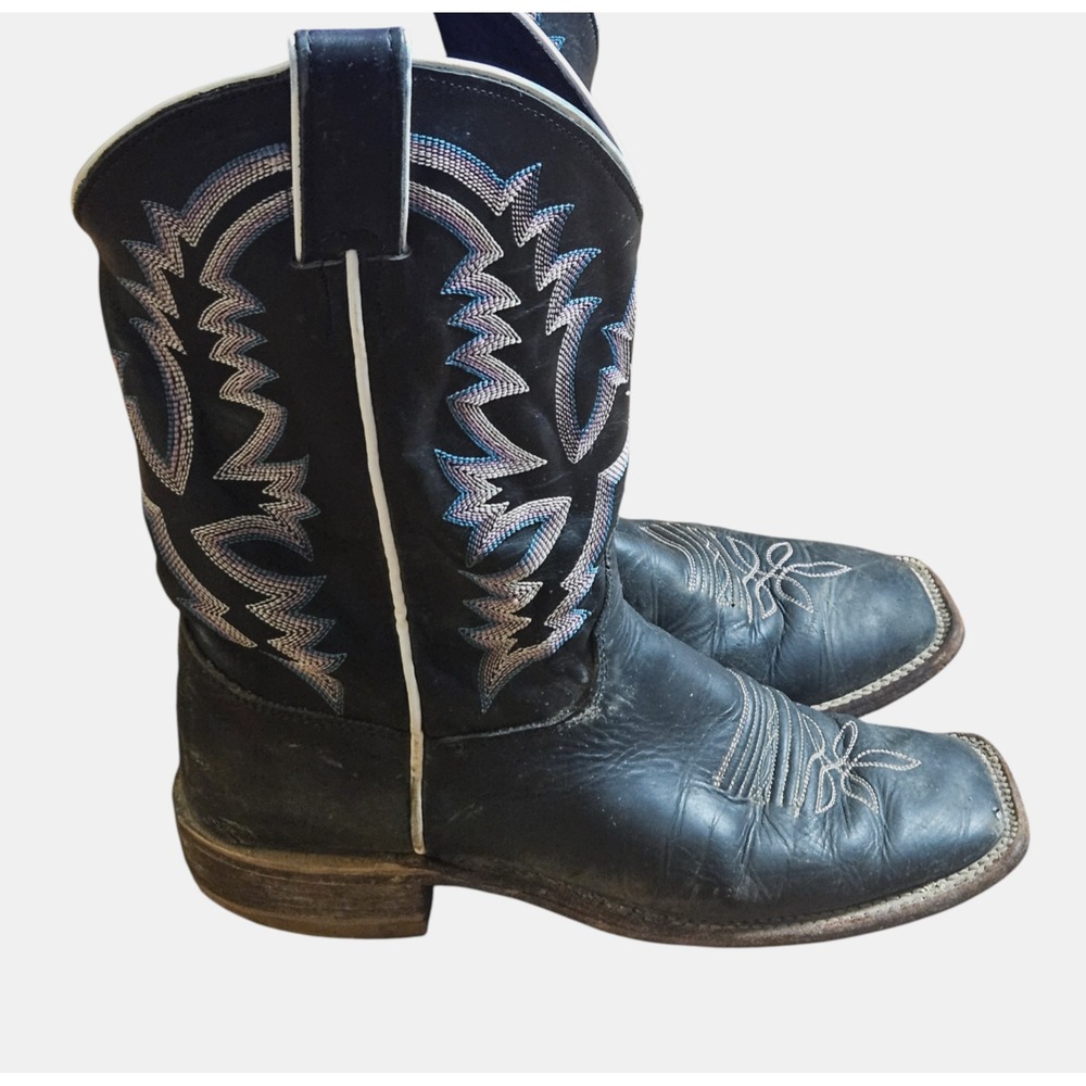 Justin Boots Black and Silver Western Cowboy Boots